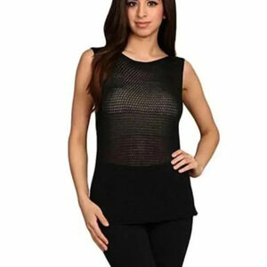 M. Rena Black Crochet Tank Top 💗 Women's Beach🧜‍♀️ Cover Up☀️Sleeveless Mesh🌈